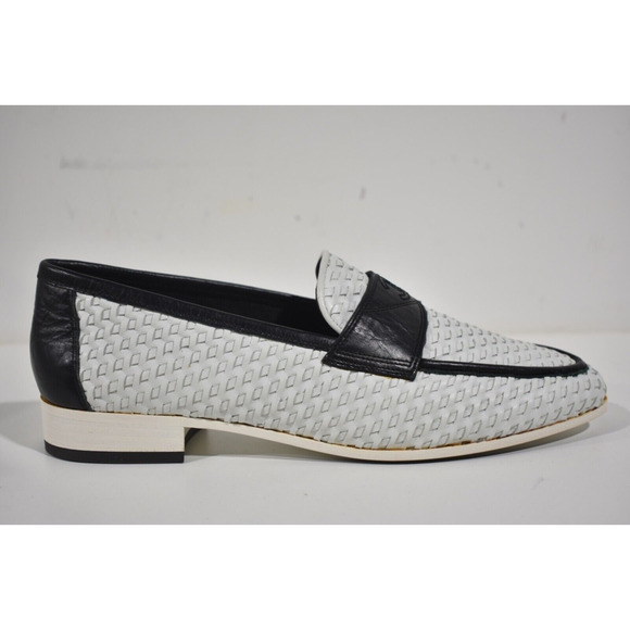 Chanel 17C Black White Braided CC Logo Mule Loafer Moccasin Slip Oxford Flat 37 - Picture 1 of 12